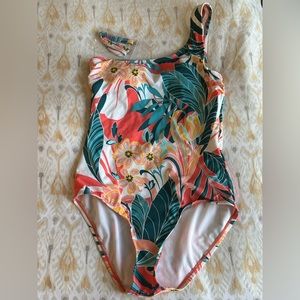 JANTZEN Rainforest One Shoulder One-piece Swimsuit Size 8.